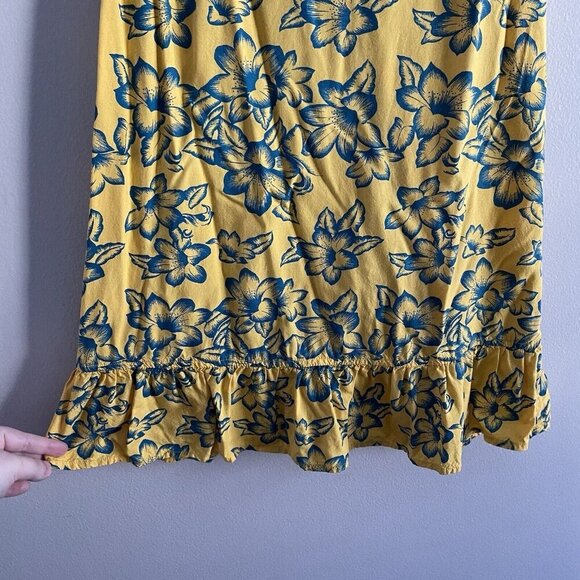 Vans Women XS Yellow Tropical Floral Criss Cross Back Maria Flutter Tank Dress - Picture 3 of 10